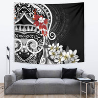 Bula Fiji Tagimaucia Mix Plumeria Masi Tapa Tapestry Black
