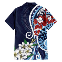 Bula Fiji Tagimaucia Mix Plumeria Masi Tapa Family Matching Summer Maxi Dress and Hawaiian Shirt Blue LT7 - Polynesian Pride