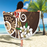 Bula Fiji Tagimaucia Mix Plumeria Masi Tapa Beach Blanket Brown