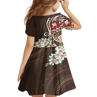 Bula Fiji Tagimaucia Mix Plumeria Masi Tapa Family Matching Off Shoulder Maxi Dress and Hawaiian Shirt Brown LT7 - Polynesian Pride