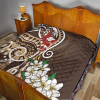 Bula Fiji Tagimaucia Mix Plumeria Masi Tapa Quilt Brown