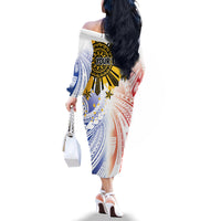 Philippines Independence Day Family Matching Off The Shoulder Long Sleeve Dress and Hawaiian Shirt Eagle Mix Filipino Flag Tribal Style LT7 - Polynesian Pride