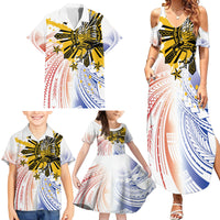 Philippines Independence Day Family Matching Summer Maxi Dress and Hawaiian Shirt Eagle Mix Filipino Flag Tribal Style LT7 - Polynesian Pride