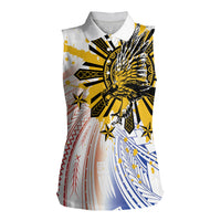 Philippines Independence Day Women Sleeveless Polo Shirt Eagle Mix Filipino Flag Tribal Style LT7 Female White - Polynesian Pride