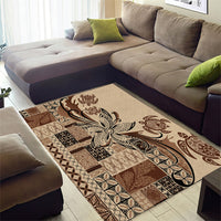 Talofa Samoa Mamanu Siapo Mix Malu Area Rug Classic Beige Frangipani and Turtles