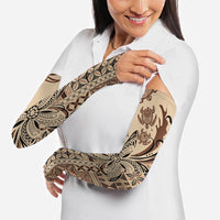 Talofa Samoa Mamanu Siapo Mix Malu Arm Sleeves Classic Beige Frangipani and Turtles
