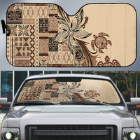 Talofa Samoa Mamanu Siapo Mix Malu Auto Sun Shade Classic Beige Frangipani and Turtles