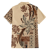 Talofa Samoa Mamanu Siapo Mix Malu Family Matching Off Shoulder Maxi Dress and Hawaiian Shirt Classic Beige Frangipani and Turtles LT7 - Polynesian Pride