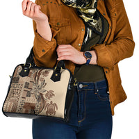 Talofa Samoa Mamanu Siapo Mix Malu Shoulder Handbag Classic Beige Frangipani and Turtles