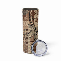 Talofa Samoa Mamanu Siapo Mix Malu Skinny Tumbler Classic Beige Frangipani and Turtles LT7 - Polynesian Pride
