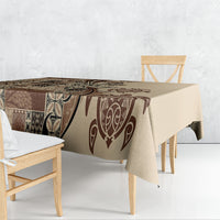 Talofa Samoa Mamanu Siapo Mix Malu Tablecloth Classic Beige Frangipani and Turtles