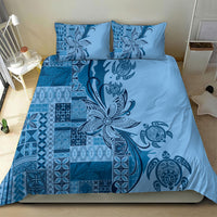 Talofa Samoa Mamanu Siapo Mix Malu Bedding Set Cool Blue Frangipani and Turtles