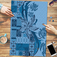 Talofa Samoa Mamanu Siapo Mix Malu Puzzle Cool Blue Frangipani and Turtles