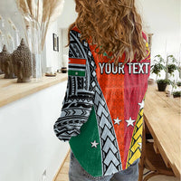 Personalised Papua New Guinea Mix Penama Women Casual Shirt Tribal Patterns Half-Half Style LT7 - Polynesian Pride