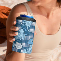 Blue Palaka Hawaii Cowboy Christmas 4 in 1 Can Cooler Tumbler Paniolo Mix Maile Lei LT7 - Polynesian Pride