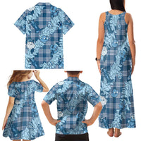 Blue Palaka Hawaii Cowboy Christmas Family Matching Tank Maxi Dress and Hawaiian Shirt Paniolo Mix Maile Lei LT7 - Polynesian Pride