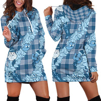 Blue Palaka Hawaii Cowboy Christmas Hoodie Dress Paniolo Mix Maile Lei LT7 - Polynesian Pride
