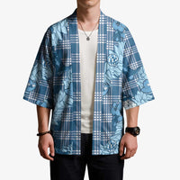 Blue Palaka Hawaii Cowboy Christmas Kimono Paniolo Mix Maile Lei - Polynesian Pride