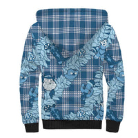 Blue Palaka Hawaii Cowboy Christmas Sherpa Hoodie Paniolo Mix Maile Lei LT7 - Polynesian Pride