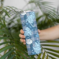 Blue Palaka Hawaii Cowboy Christmas Skinny Tumbler Paniolo Mix Maile Lei LT7 - Polynesian Pride