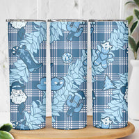 Blue Palaka Hawaii Cowboy Christmas Skinny Tumbler Paniolo Mix Maile Lei LT7 - Polynesian Pride