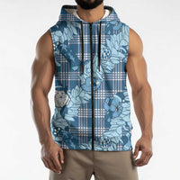 Blue Palaka Hawaii Cowboy Christmas Sleeveless Zip Hoodie Paniolo Mix Maile Lei LT7 - Polynesian Pride