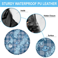Blue Palaka Hawaii Cowboy Christmas Spare Tire Cover Paniolo Mix Maile Lei - Polynesian Pride