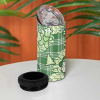Green Palaka Hawaii Cowboy Christmas 4 in 1 Can Cooler Tumbler Paniolo Mix Maile Lei LT7 - Polynesian Pride