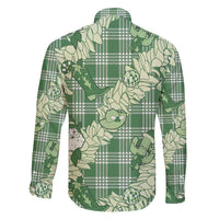 Green Palaka Hawaii Cowboy Christmas Family Matching Long Sleeve Bodycon Dress and Hawaiian Shirt Paniolo Mix Maile Lei LT7 - Polynesian Pride