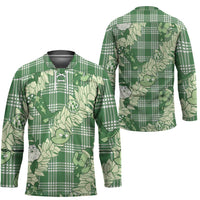 Green Palaka Hawaii Cowboy Christmas Hockey Jersey Paniolo Mix Maile Lei - Polynesian Pride