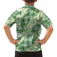Green Palaka Hawaii Cowboy Christmas Kid Hawaiian Shirt Paniolo Mix Maile Lei LT7 - Polynesian Pride