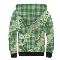Green Palaka Hawaii Cowboy Christmas Sherpa Hoodie Paniolo Mix Maile Lei LT7 - Polynesian Pride