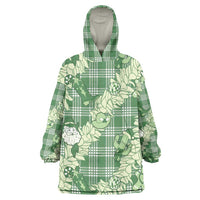 Green Palaka Hawaii Cowboy Christmas Wearable Blanket Hoodie Paniolo Mix Maile Lei LT7 One Size Green - Polynesian Pride