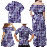 Purple Palaka Hawaii Cowboy Christmas Family Matching Off Shoulder Maxi Dress and Hawaiian Shirt Paniolo Mix Maile Lei LT7 - Polynesian Pride