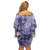 Purple Palaka Hawaii Cowboy Christmas Family Matching Off Shoulder Short Dress and Hawaiian Shirt Paniolo Mix Maile Lei LT7 - Polynesian Pride