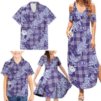 Purple Palaka Hawaii Cowboy Christmas Family Matching Summer Maxi Dress and Hawaiian Shirt Paniolo Mix Maile Lei LT7 - Polynesian Pride
