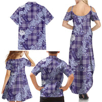 Purple Palaka Hawaii Cowboy Christmas Family Matching Summer Maxi Dress and Hawaiian Shirt Paniolo Mix Maile Lei LT7 - Polynesian Pride