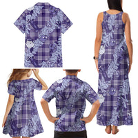 Purple Palaka Hawaii Cowboy Christmas Family Matching Tank Maxi Dress and Hawaiian Shirt Paniolo Mix Maile Lei LT7 - Polynesian Pride