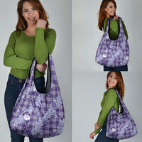 Purple Palaka Hawaii Cowboy Christmas Grocery Bag Paniolo Mix Maile Lei - Polynesian Pride