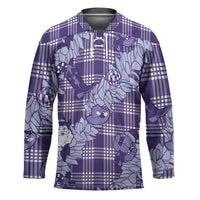 Purple Palaka Hawaii Cowboy Christmas Hockey Jersey Paniolo Mix Maile Lei LT7 Unisex Purple - Polynesian Pride