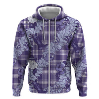 Purple Palaka Hawaii Cowboy Christmas Hoodie Paniolo Mix Maile Lei LT7 Zip Hoodie Purple - Polynesian Pride