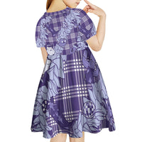 Purple Palaka Hawaii Cowboy Christmas Kid Short Sleeve Dress Paniolo Mix Maile Lei LT7 - Polynesian Pride