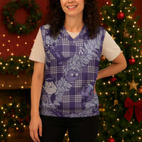 Purple Palaka Hawaii Cowboy Christmas Knitted V-Neck Vest Paniolo Mix Maile Lei LT7 - Polynesian Pride