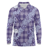 Purple Palaka Hawaii Cowboy Christmas Long Sleeve Polo Shirt Paniolo Mix Maile Lei LT7 Purple - Polynesian Pride