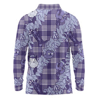 Purple Palaka Hawaii Cowboy Christmas Long Sleeve Polo Shirt Paniolo Mix Maile Lei LT7 - Polynesian Pride