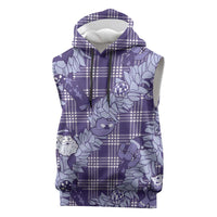 Purple Palaka Hawaii Cowboy Christmas Sleeveless Hoodie Paniolo Mix Maile Lei LT7 Purple - Polynesian Pride