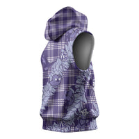 Purple Palaka Hawaii Cowboy Christmas Sleeveless Hoodie Paniolo Mix Maile Lei LT7 - Polynesian Pride