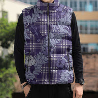 Purple Palaka Hawaii Cowboy Christmas Sleeveless Puffer Jacket Paniolo Mix Maile Lei LT7 - Polynesian Pride