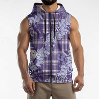 Purple Palaka Hawaii Cowboy Christmas Sleeveless Zip Hoodie Paniolo Mix Maile Lei LT7 - Polynesian Pride
