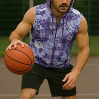 Purple Palaka Hawaii Cowboy Christmas Sleeveless Zip Hoodie Paniolo Mix Maile Lei LT7 - Polynesian Pride